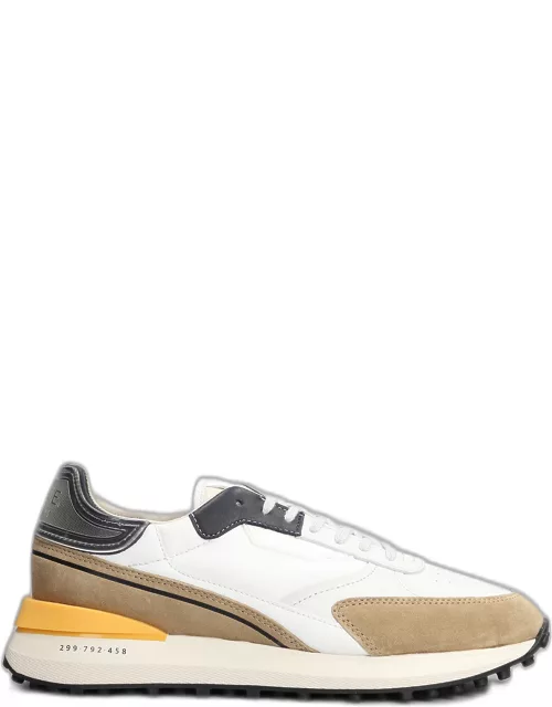 D.A.T.E. Lampo Sneakers In White Suede And Fabric