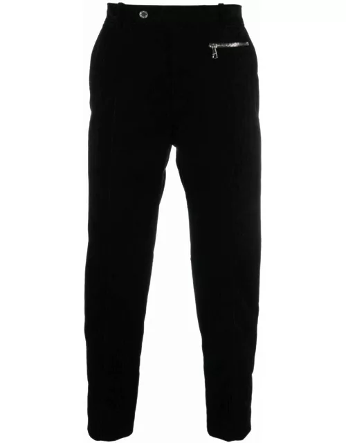 Black zip-pocket straight trouser