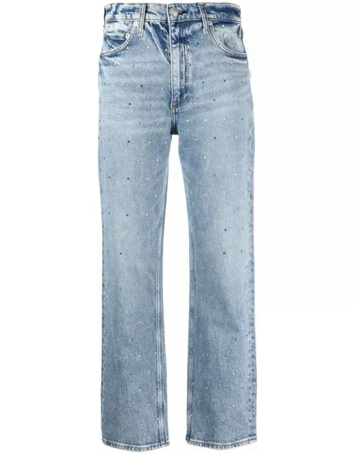 Crystal-embellished straight-leg jean