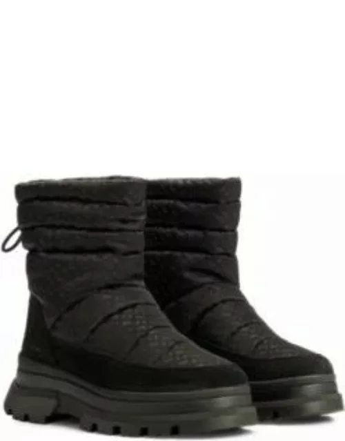 Quilted boots with monogram detailing- Black Women's Boot