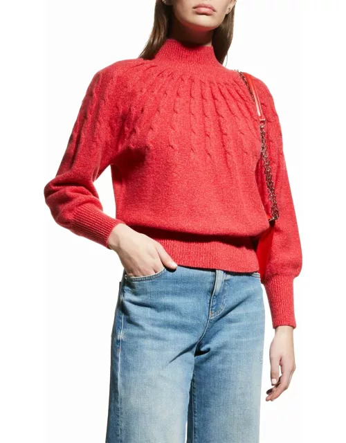 Lighweight Cable-Knit Turtleneck Sweater