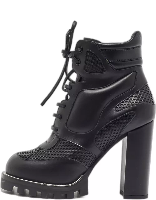 Louis Vuitton Black Leather Digital Gate Platform Ankle Boot