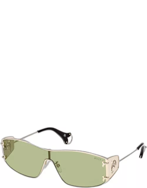 Metal & Acetate Shield Sunglasse