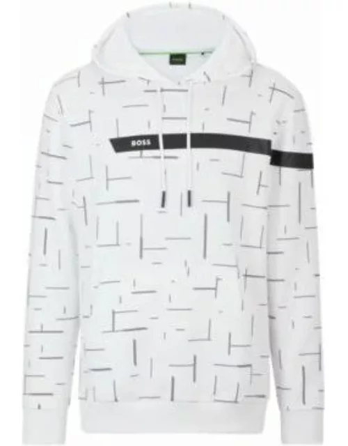 Cotton-blend hoodie with graphic logo stripe- White Men's Tracksuit