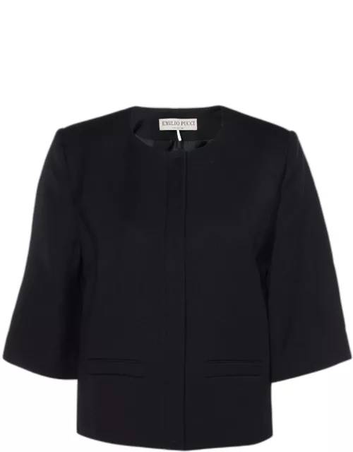 Emilio Pucci Black Wool & Silk Collarless Jacket