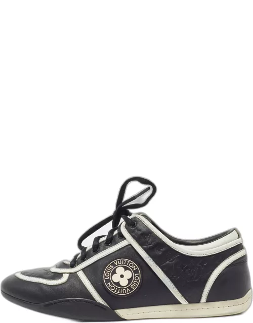 Louis Vuitton Black/White Monogram Embossed Leather Low Top Sneaker