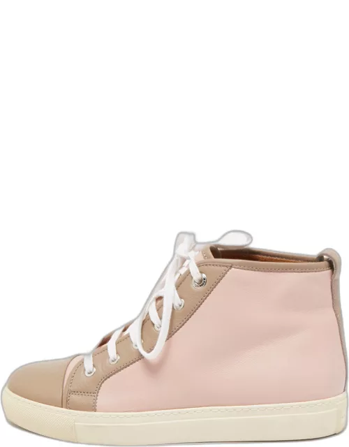Ralph Lauren Pink/Brown Leather High Top Sneaker