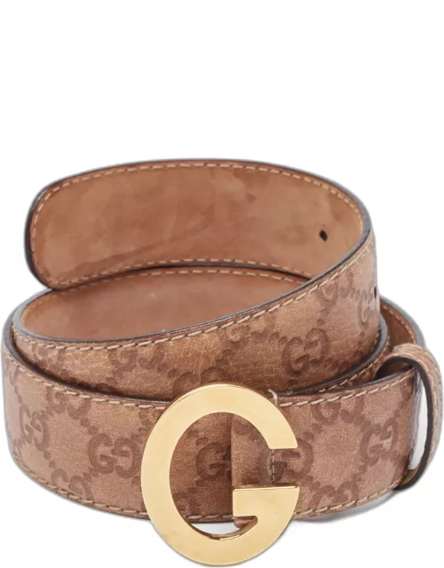 Gucci Brown Guccissima Leather G Buckle Belt 90C