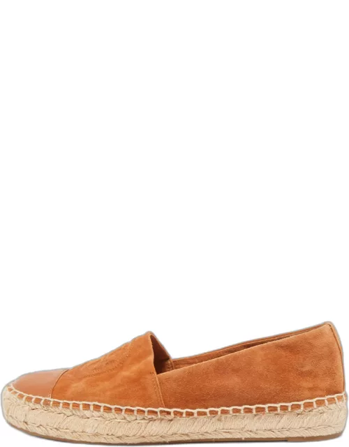 Tory Burch Brown Suede and Leather Espadrille Flat