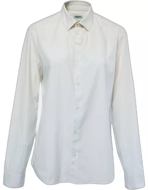 Kenzo Cream & White Cotton Button Front Shirt