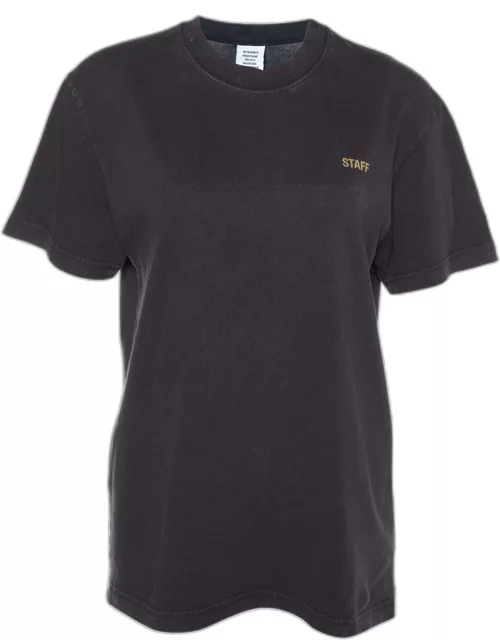 Vetements Charcoal Grey Staff Printed Cotton Knit T-Shirt