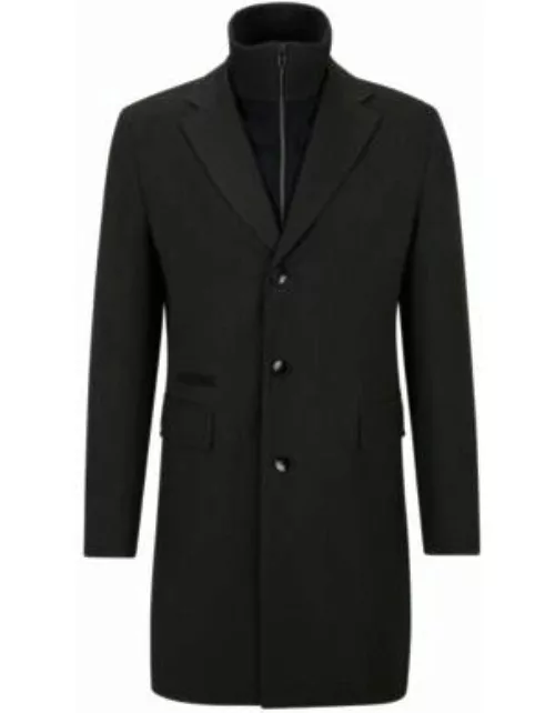 Water-repellent wool-blend coat with zip-up inner- Grey Men's Formal Coat