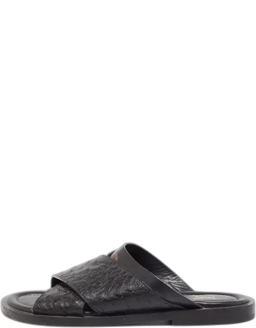Louis Vuitton Black Ostrich Leather Foch Sandal