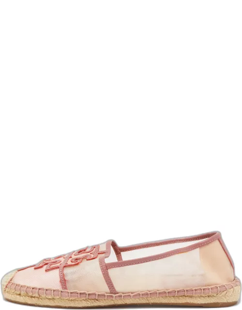 Tory Burch Pink Mesh and Leather Espadrilles Flat