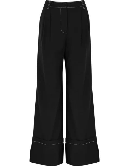 Rejina Pyo Macie Wide-leg Wool-blend Trousers - Black
