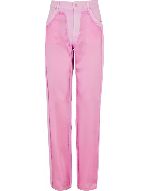 Blumarine Satin-panelled Wide-leg Jeans - Pink