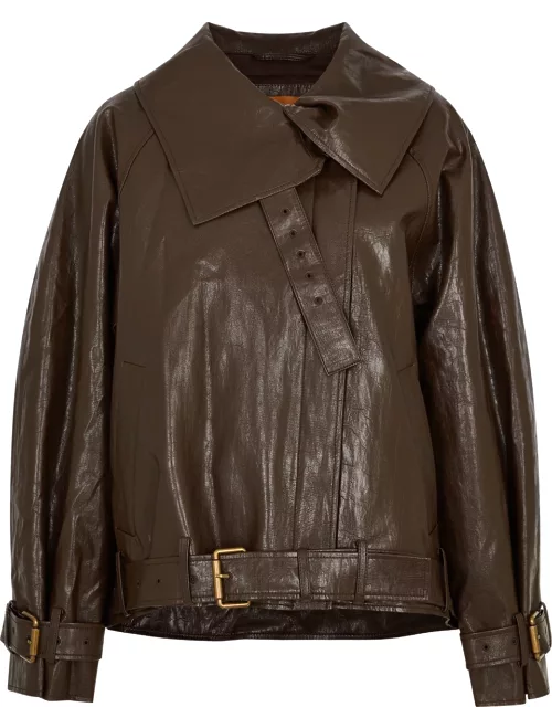 Rejina Pyo Juno Faux Leather Jacket - Dark Brown