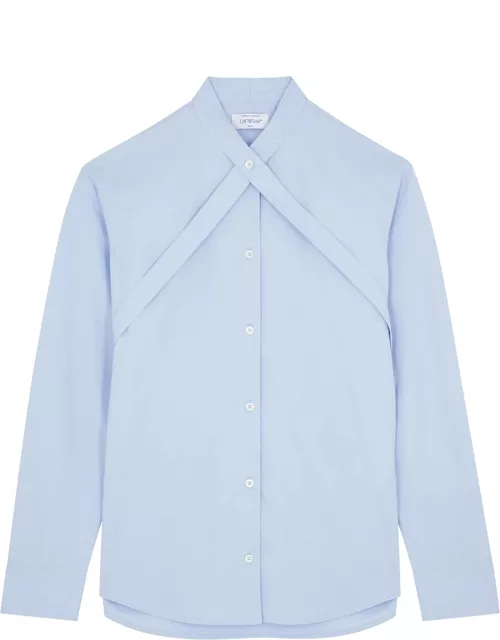 Off-White Cross-over Cotton-poplin Shirt - Light Blue
