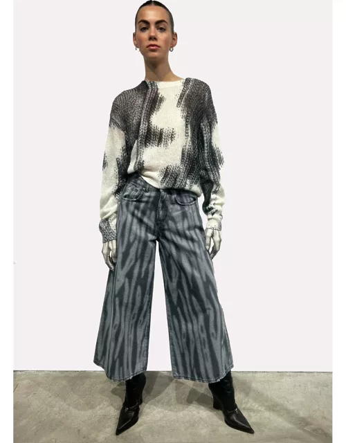 John Richmond Cropped Trousers In 100% Cotton With Allover Pattern And Wide Leg.
