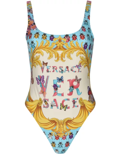 Versace Logo Printed One-piece Swimsuit