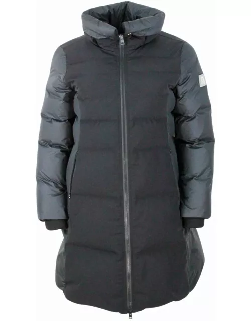 Lorena Antoniazzi Chalet Collection Down Jacket In Two-tone Technical Fabric With Openable Collar And Zip Closure