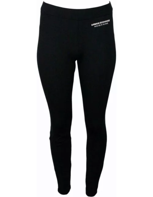 Armani Collezioni Leggings In Stretch Technical Fabric With Elasticated Waist And Elasticated Band On The Side