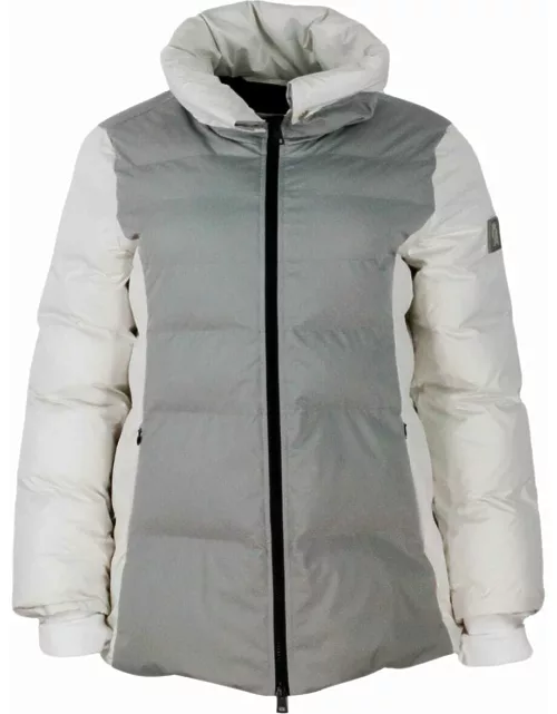 Lorena Antoniazzi Chalet Collection Down Jacket In Two-tone Technical Fabric With Openable Collar And Zip Closure