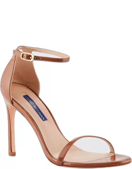 Nudistsong Patent Ankle-Wrap High-Heel Sandal