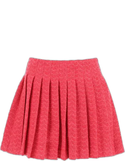 SELF PORTRAIT Boucle tweed pleated mini skirt