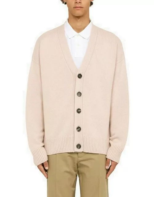 Powder pink wool and cashmere cardigan