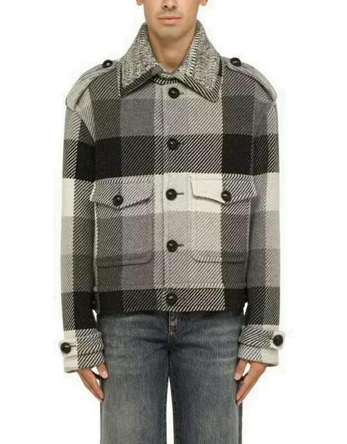 Grey jacket with check pattern