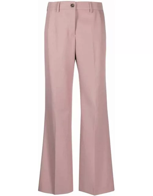 Pink straight pants with pleat