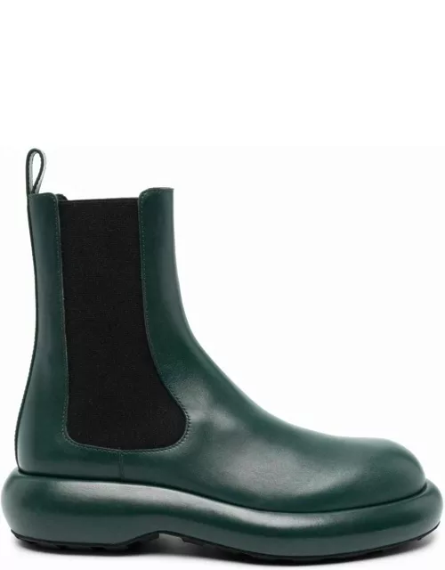 Green leather ankle boot