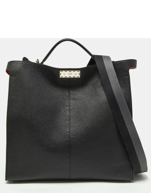 Fendi Black Leather Regular Peekaboo X Lite Top Handle Bag
