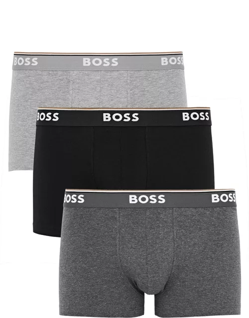 Boss Black Stretch-cotton Boxer Trunks - Set Of Three - Grey