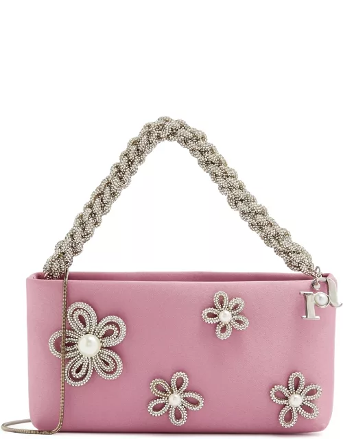 Rosantica Annabella Crystal-embellished Satin Top Handle Bag - Light Pink