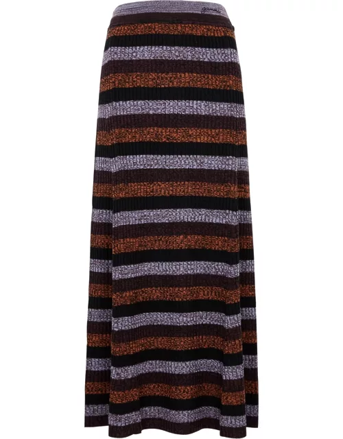 Ganni Striped Wool Maxi Skirt - Multicoloured