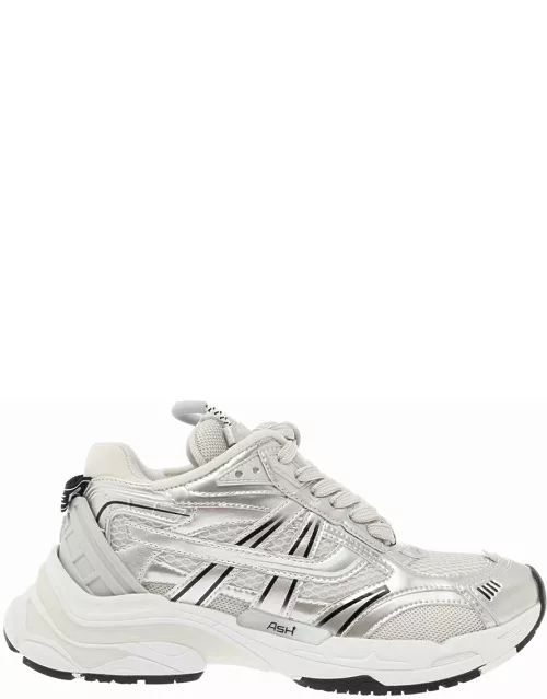 Ash race White Low Top Sneakers With Metallic Details In Mixed Tech Materials Woman