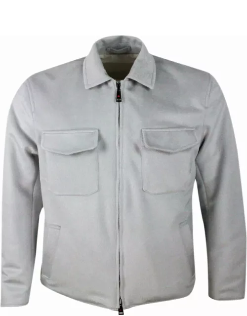 Kired Reversible Histores Jacket In Very Soft Cloth On One Side And In Technical Fabric On The Other. Welt Pocket