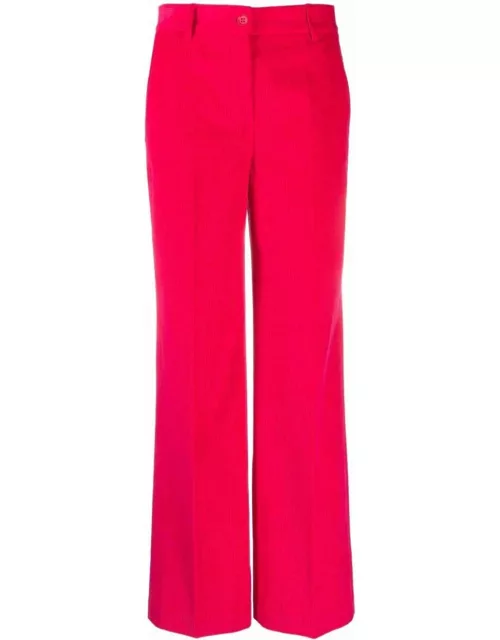 Red ribbed wide-leg pant