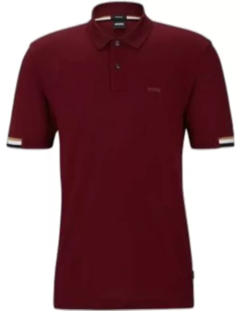 Regular-fit polo shirt with rubberized logo- Dark Red Men's Polo Shirt