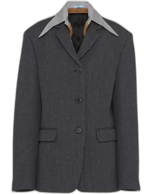 Single-Breasted Wool Cashmere Blazer