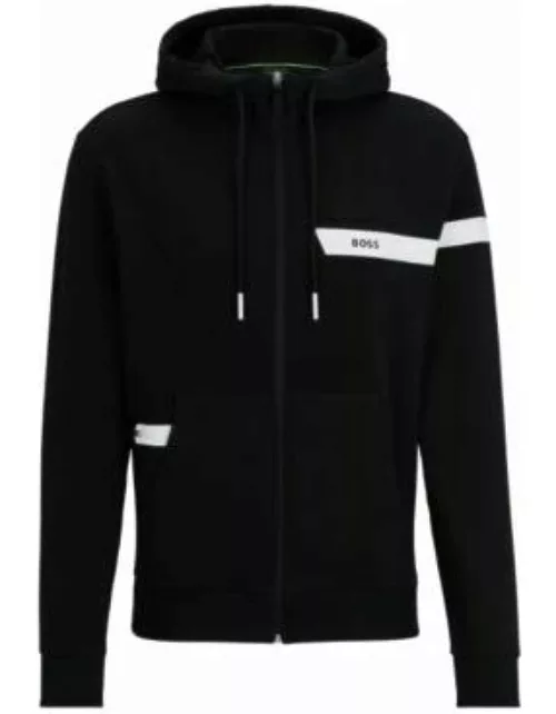 Zip-up hoodie with logo stripe- Black Men's Tracksuit