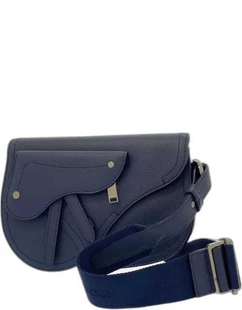 Dior Blue Leather Saddle Messenger Bag