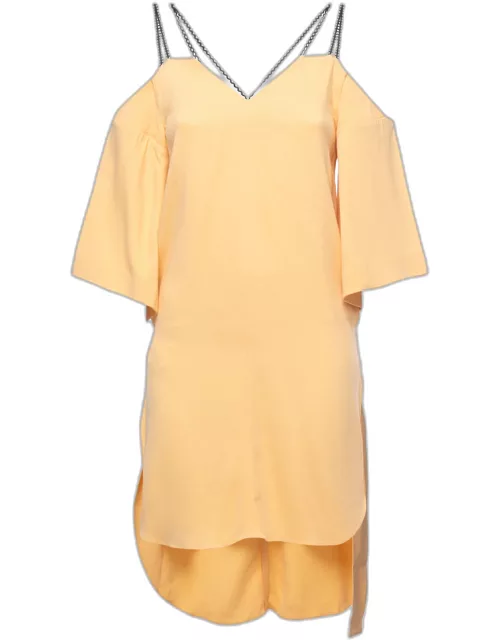 Roland Mouret Peach Orange Crepe Off Shoulder Mini Dress