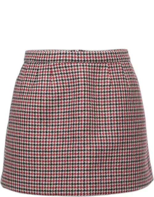 RED Valentino Black/Red Patterned Wool Mini Skirt