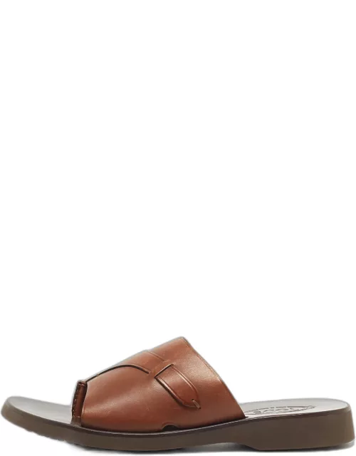 Tod's Brown Leather Slide Sandal