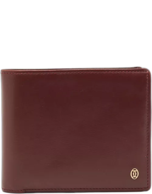 Cartier Burgundy Leather Must De Cartier Bifold Wallet