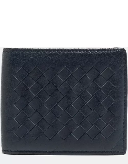Bottega Veneta Blue Intrecciato Leather Bifold Wallet