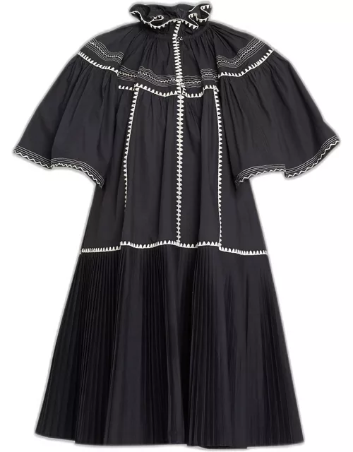 Desi Embroidered Pleated-Skirt Mini Dres